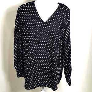 NEW Adrianna Papell Printed V-Neck Tunic Polka Dot top